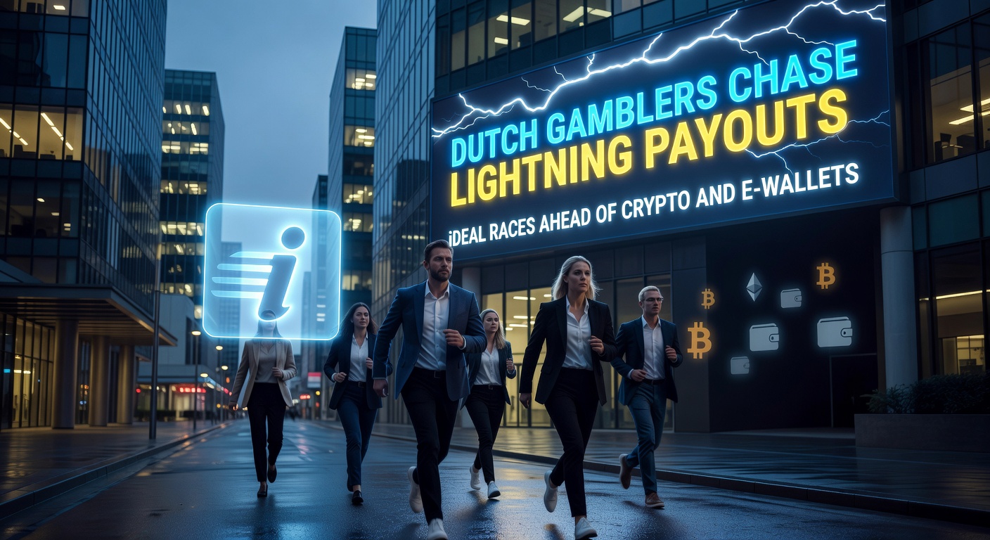 Speler checkt zijn bankapp voor een iDEAL-uitbetaling bij een online casino, met focus op de snelle bevestiging