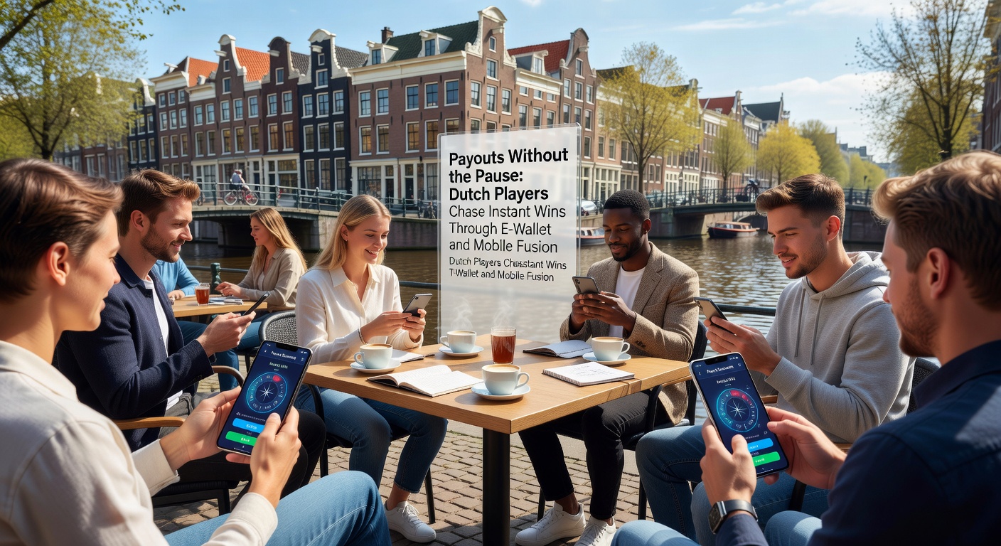 Grafiek met stijgende curve van instant uitbetalingen via e-wallets in Nederland, met icons van Skrill, PayPal en mobiele phones