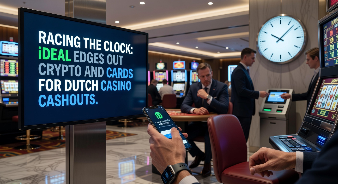 Vergelijkende infographic van betalingsmethoden in Nederlandse casino's, met iDEAL als snelste optie voor uitbetalingen